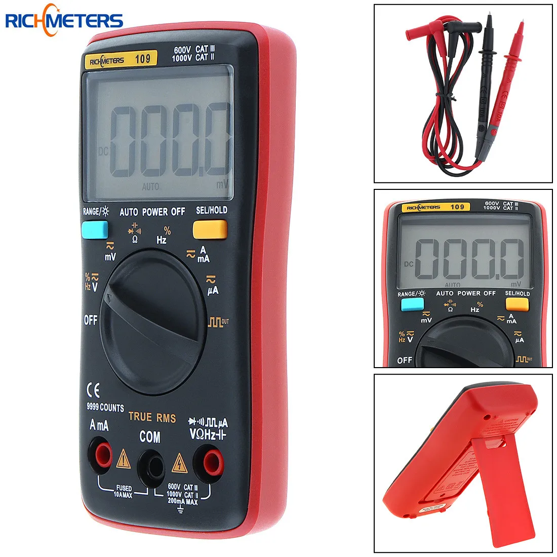 Medidor de Suporte Dados e Saída de Onda Display Contagens Multímetro Digital ac dc Tensão Atual Tester Multi Retenção Quadrada Lcd 9999