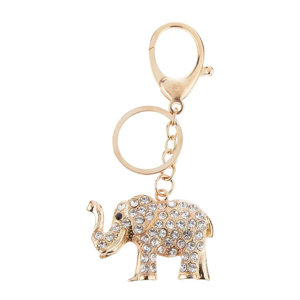 Lovely Big Ears Elephant Keychain Sparkling Keyring Crystal Purse