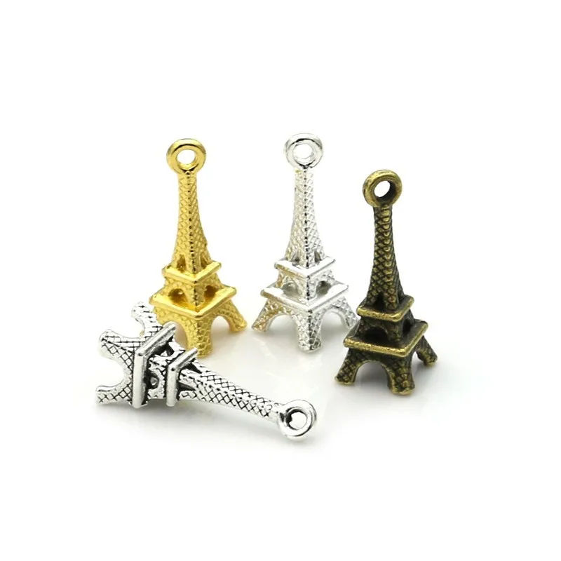 

Vintage Antique Silver Plated Eiffel Tower Charms Pendants for Jewelry Making Bracelet DIY Handmade 21x8mm