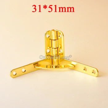 

BRAND NEW 200PCS 31*51mm Metal Box Hinges Quadrant Hinges For DIY Wooden Gift Box Cases Humidor Jewelry Hinges Gold Tone