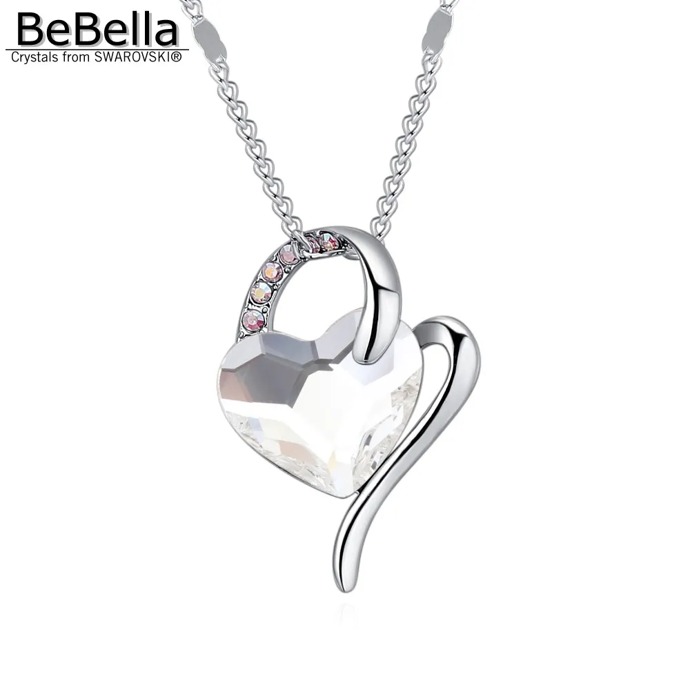 BeBella розовая подвеска в виде сердца с кристаллами Swarovski модные ювелирные изделия
