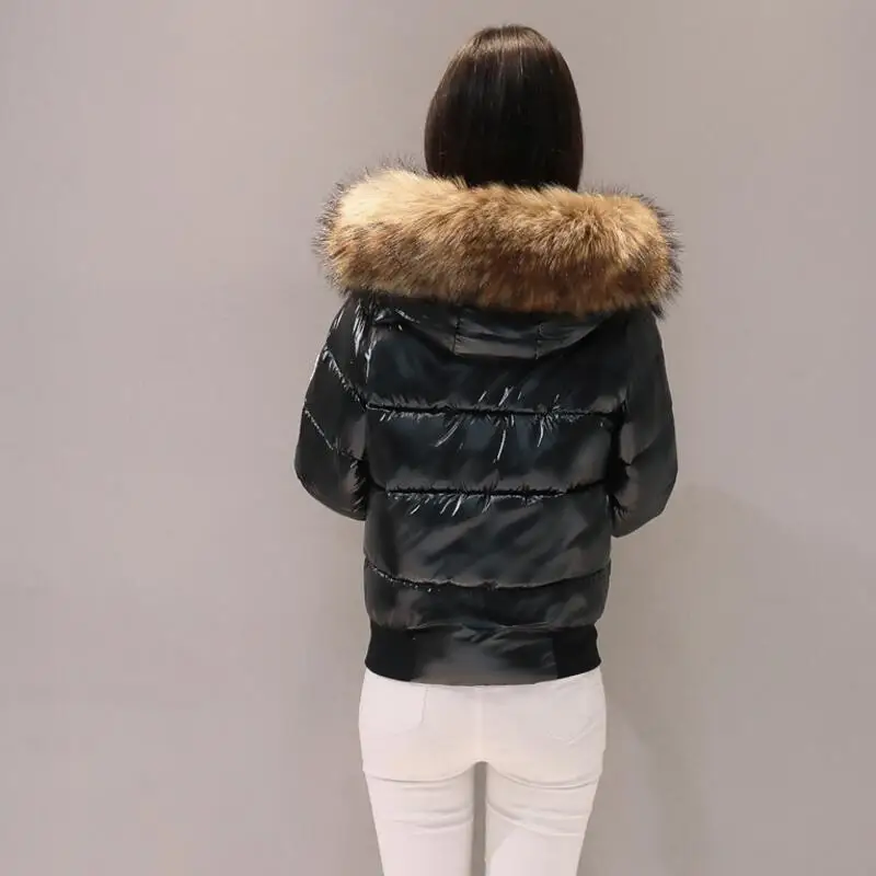 Fourrure blanc Manteau Pour Veste Noir De D'hiver À rouge Collier Chaud Capuchon Le Vraie Femme Raton Laveur 2018 Bas Parka Femmes Vers bleu Imperméable Grand Et awF4Z