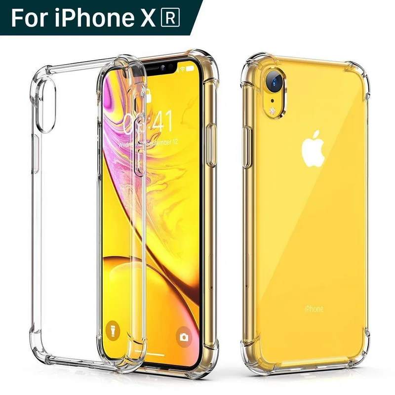 

Four Corner Strengthen Heavy Duty Protective Silicon Soft Transparent Phone Case Cover For iPhone X XR XS Max 11 6 6S 7 8 Plus