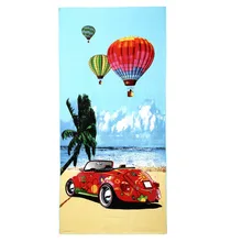 

70x150cm Home Textile Bath Towel Cartoon Car Ballon Pattern Soft Microfiber Large Beach Towels