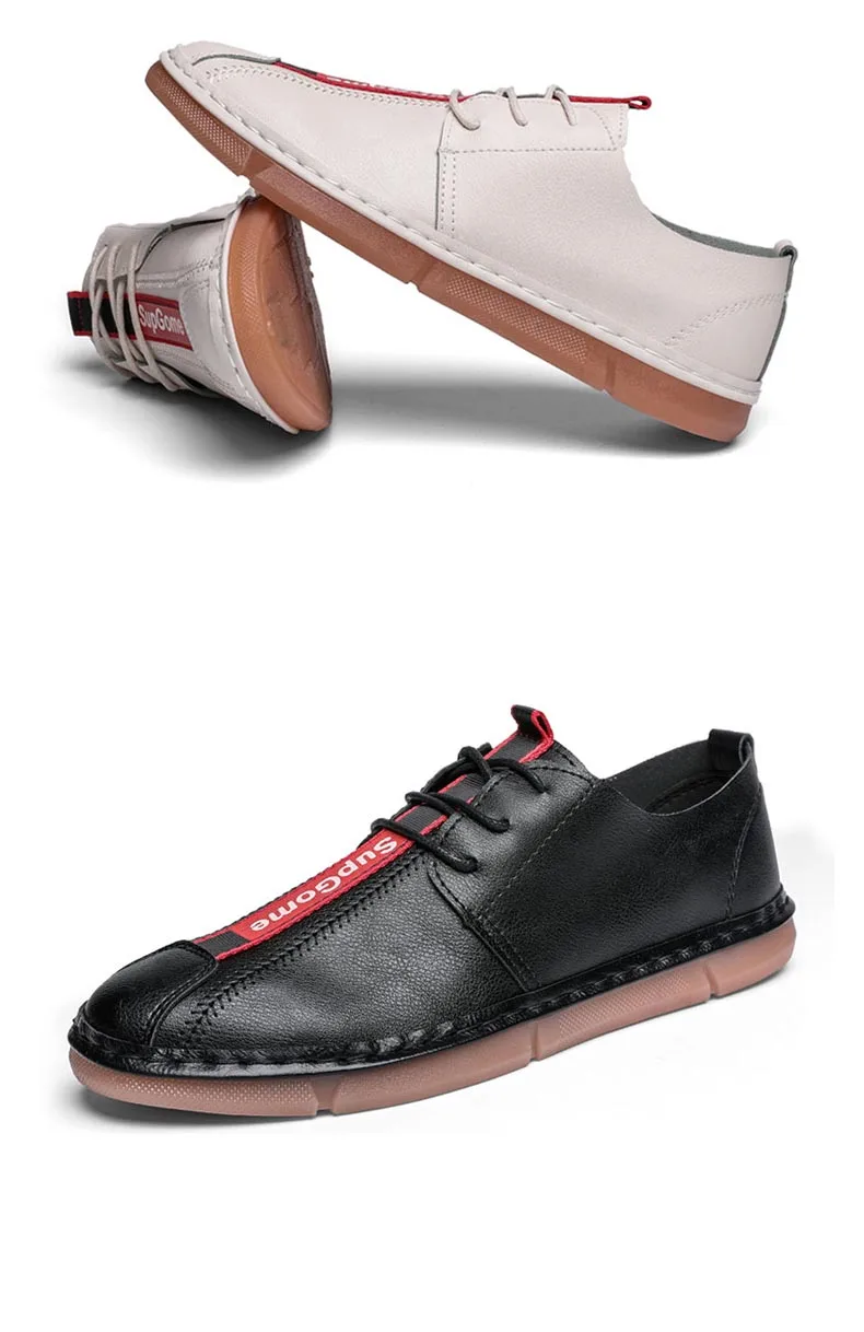 Nanjiren Men's Shoes White Black Genuine Leather Breathable Casual Fashion Comfortable Male Footwear Walking