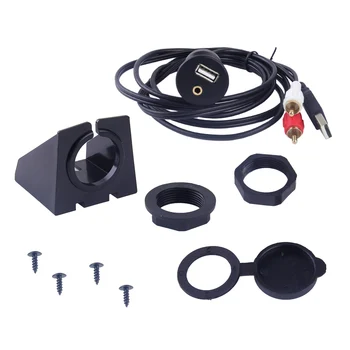 

beler Car Auto Dash Flush Mount 2RCA Male to 3.5mm AUX USB Female Stereo Extension Cable
