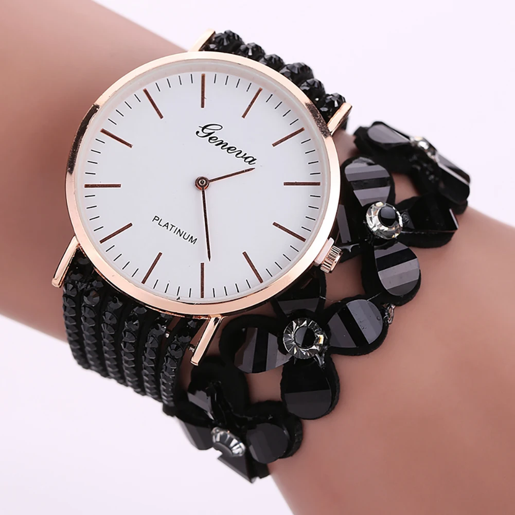 Casual Elegant Quartz Bracelet Ladies Wrist Bangle Watch Crystal