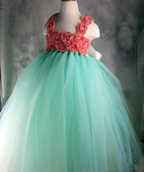 

Handmake 2015 New Girl TUTU Dress Rose Flower 2 Layer Gauze Princess Dress Girl Party Dress 1-8Y 13774