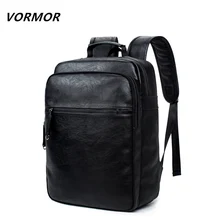 Vormor 2017 marca 14 15 pulgadas laptop backpack hombres y mujeres de negocios de cuero bolsos de escuela mochilas para adolescentes bolsa de viaje