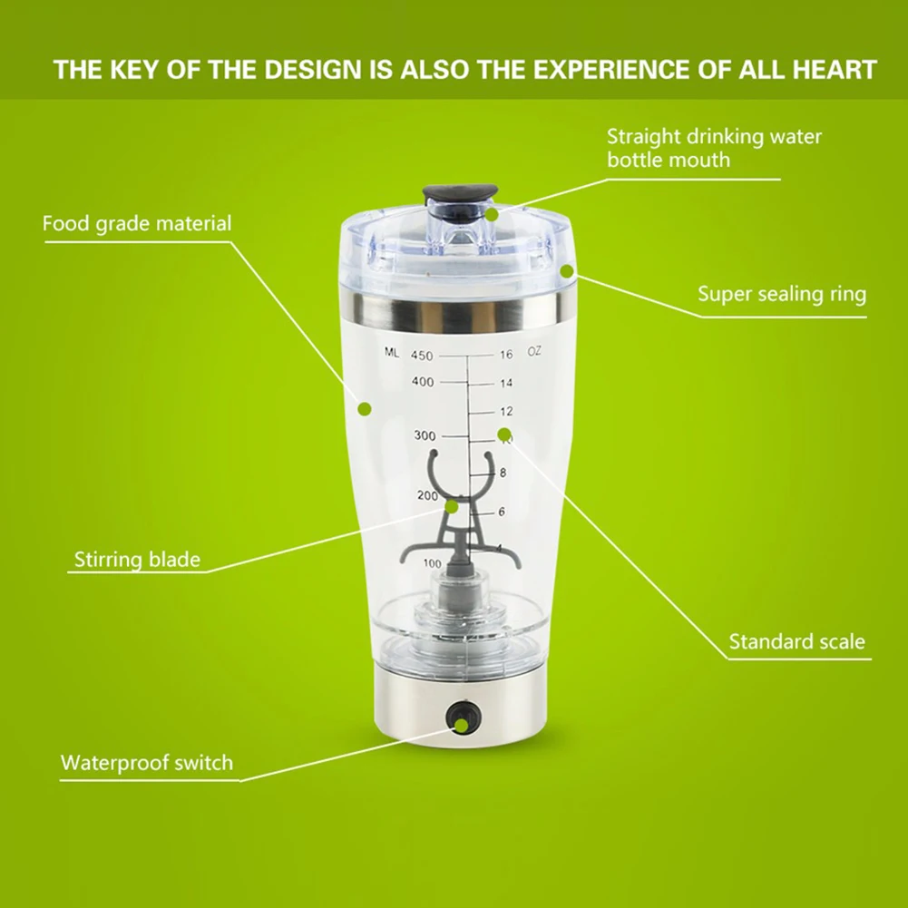Электрический шейкер для протеина, блендер, бутылка для воды, автоматическое движение, вихрь, торнадо, 600 мл, бесплатно, съемный смарт-миксер, чашка
