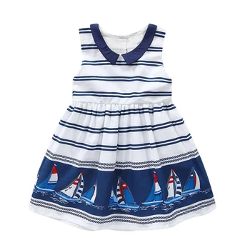 

Girl Dress Summer Clothing Sleeveless Navy Striped Dress for Girls Cotton Casual Children's Clothing Baby Girls Clothes 2-8 Year