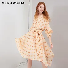 Vero Moda Новая женская печатная эластичная декольте 3/4 рукава на шнуровке платье | 31847C509