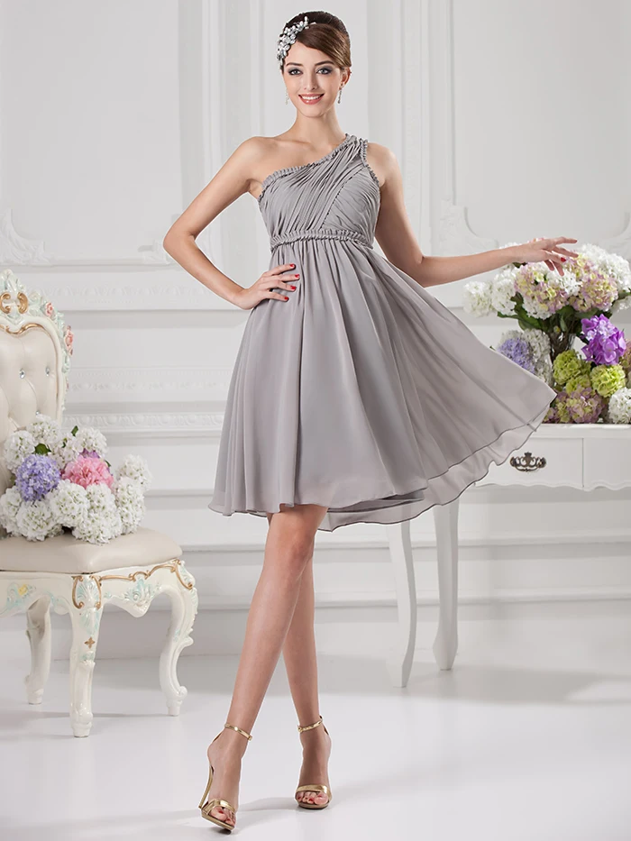 Grey Short Chiffon Dress