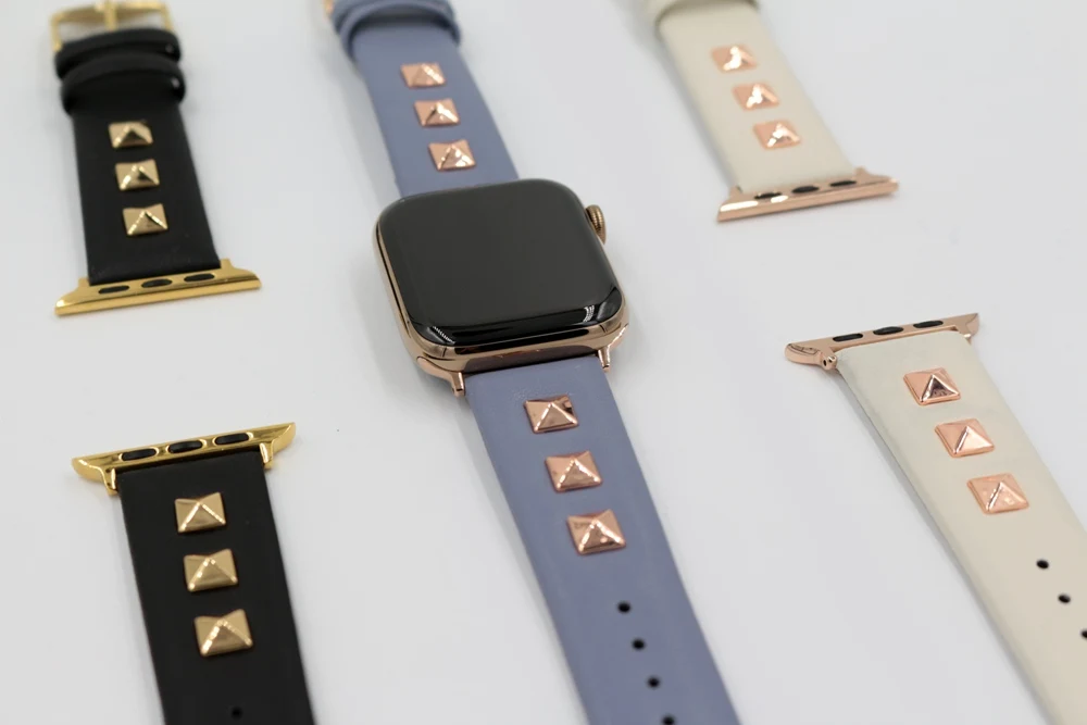 URVOI Шипованный ремешок для apple watch series 5 4 3 2 1 Swift кожаный ремешок rockstud для iWatch наручные часы в стиле панк ручной работы дизайн