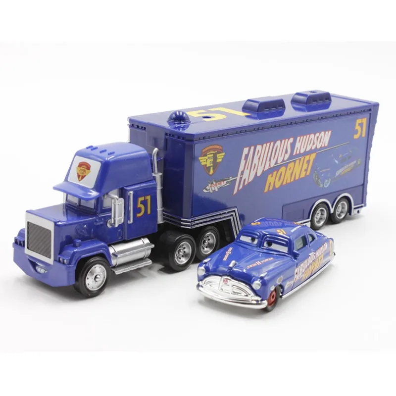 Disney Pixar тачки № 51 mack truck+ маленькая машина Сказочный Хадсон Хорнет литой металлический сплав и пластиковый модельный игрушечный автомобиль для детей - Цвет: 2Pcs Lot