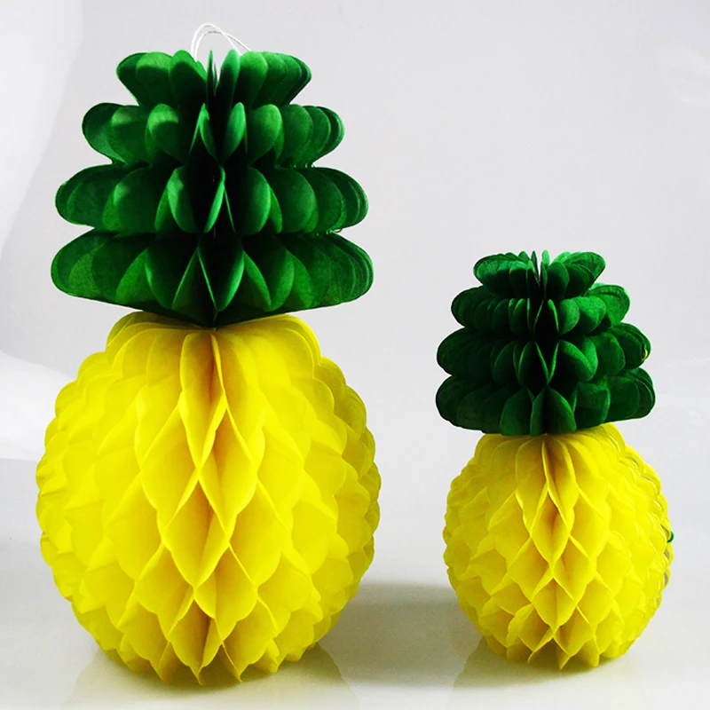 

Tropical Pineapple Paper For wedding Party Decoration Honeycomb Ball Lantern Home Hawaiian Shower Favor Handmade Fruit Craft