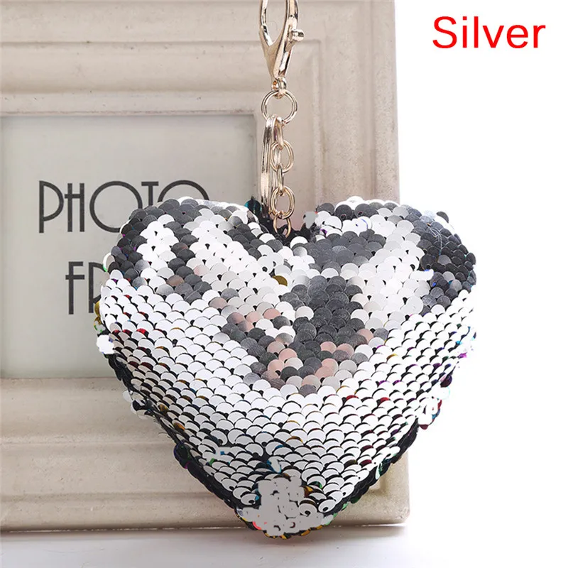Romantic Key Chains Keys Phone Accessories Heart Sequins Keychains for Women Car Bag Pendant