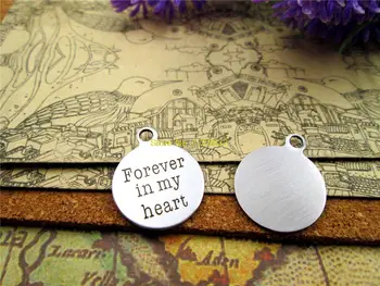 

10pcs-stainless steel Charms "Forever in my heartT" Charms Pendants for necklace/bracelet/keychain DIY jewelry