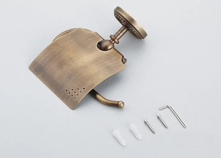 Vidric European brass antique toilet paper roll holders rack,Bathroom accessoties retro tissue paper holder vintage high quality