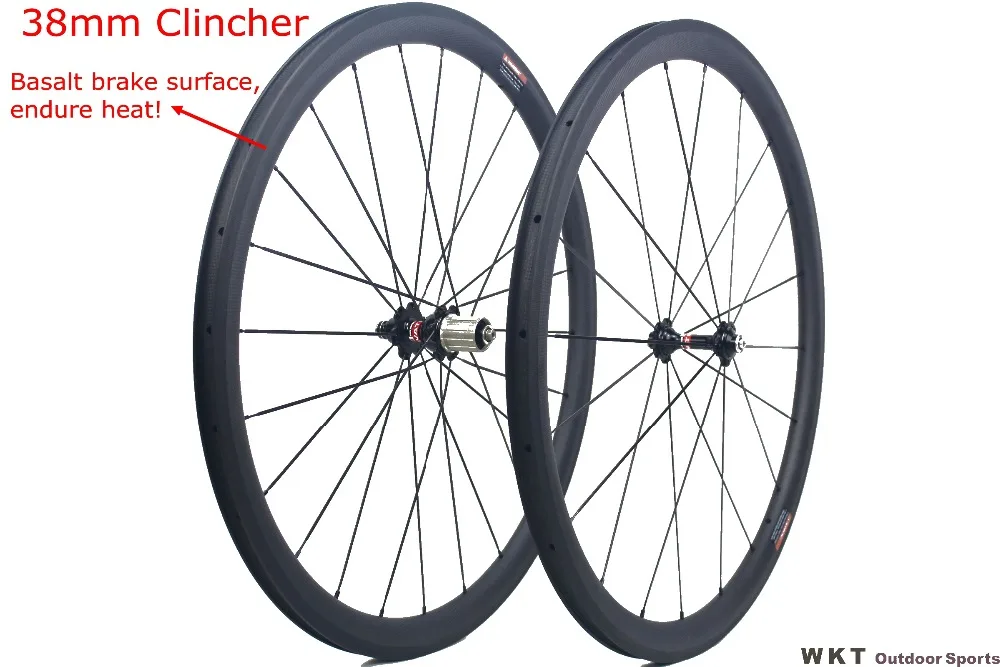 

2018 25mm 3k matte Width 700C 38mm Clincher Bicycle Wheels Carbon Road Bike Racing Wheelset, High Quality Bike Wheels