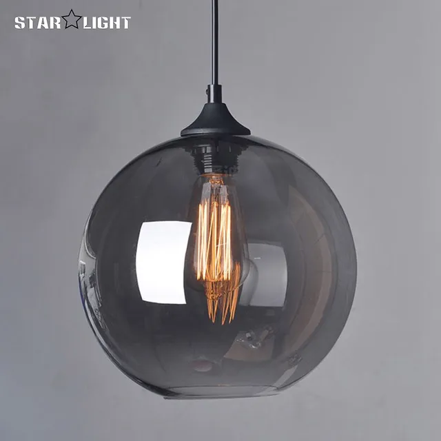 Mode Suspended Pendant Glass Ball Hanging Lamps Ceiling Mode Suspended Pendant Glass Ball Hanging Lamps Ceiling Chandelier Lamp Shades Translucent Blackish Gray