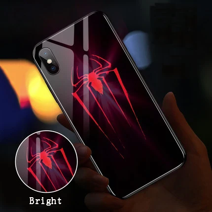 EKIND чехол из закаленного стекла для телефона для iPhone X XS XSMAX со светодиодным логотипом, роскошный стеклянный чехол для iPhone, защитный чехол для телефона - Цвет: 4