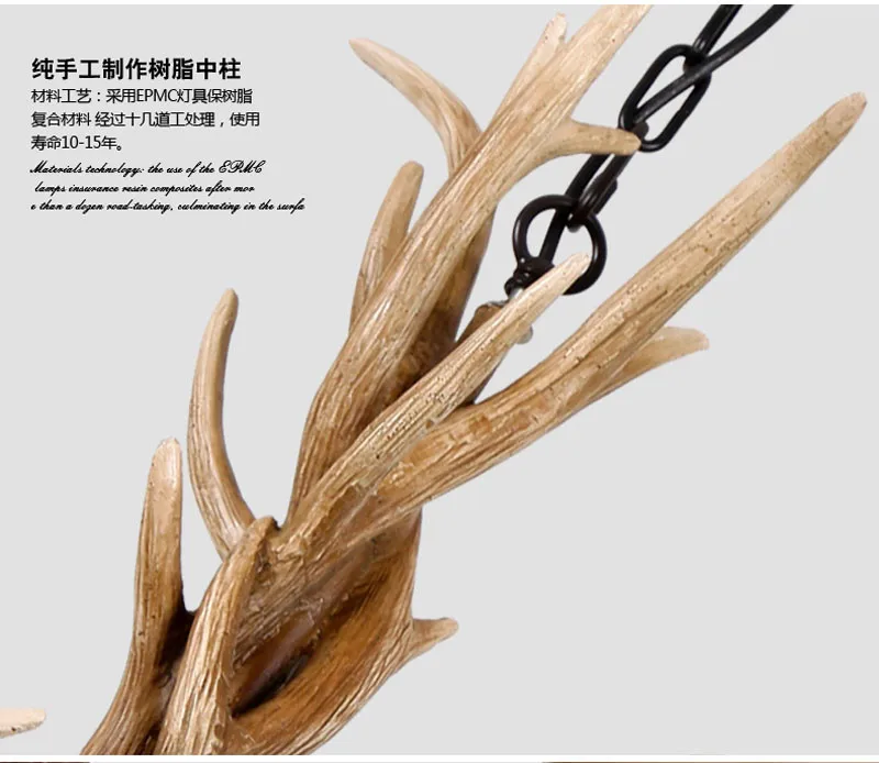 Countryside 6 Heads Chandelier for Home lighting decoration indoor christmas lamp pendentes e lustres Antlers wooden pendant chandelier7