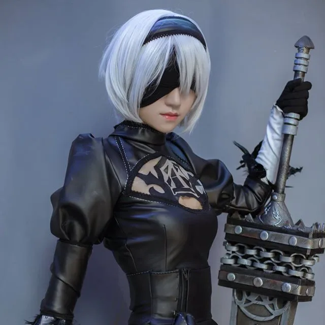 High quality YoRHa No.2 Type B 2BYoRH 2A 9S 2B wig Cosplay Wig NieR:Automata Costume Play Wigs Costumes Hair +Wig Cap
