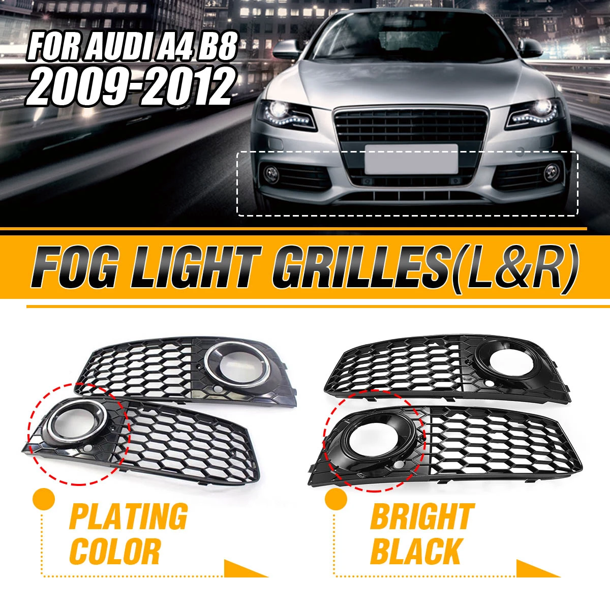 Taille : Left cache anti-brouillard pour Audi A4L 2009-2012. Projecteur antibrouillard 1 PC de pare-chocs avant gauche//droite pour pare-brouillard