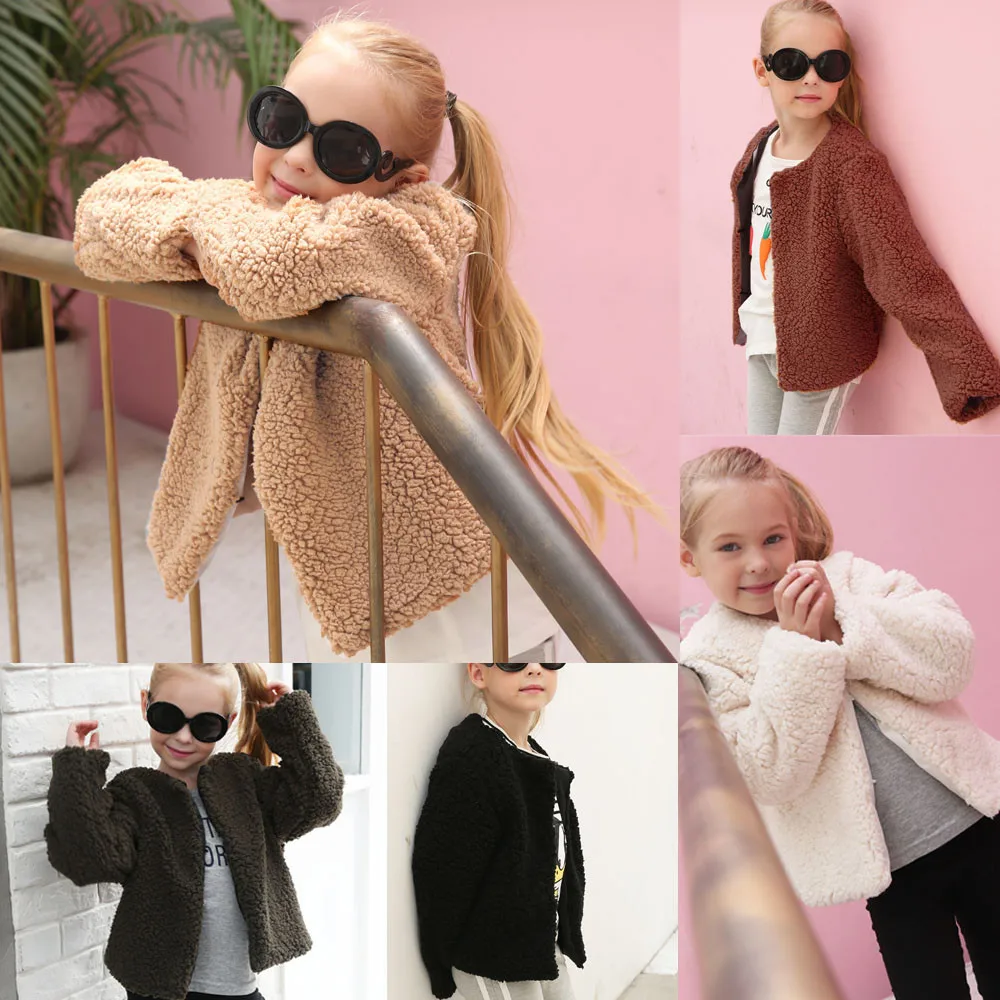 Осенне-зимнее милое Модное теплое пальто из кашемира для маленьких девочек, куртка, плотная теплая верхняя одежда для девочек 3-8 лет, P5
