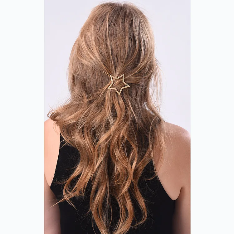 098 élastique Pour Queue De Cheval En Métal Avec Pinces à Cheveux étoilepentagramme Accessoires Pour Cheveux Femmes Pour Une Coiffure Demi Up E