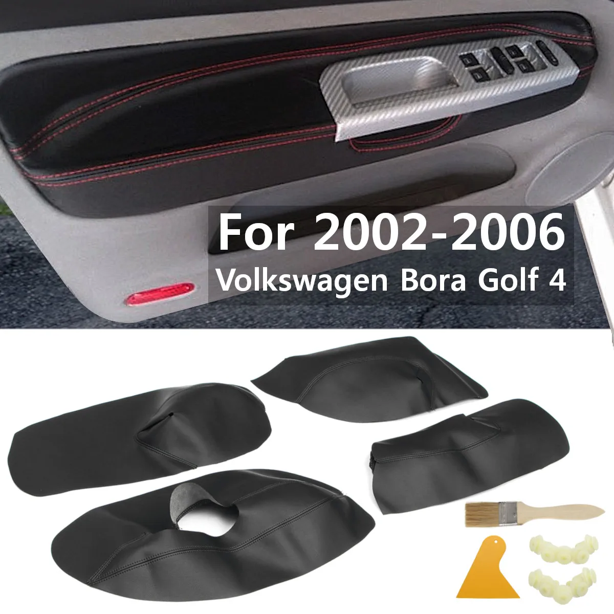 

4Pcs/Set Car Interior Door Panel Armrest Arm Rest Microfibre Leather Cover Protective For Volkswagen Bora Golf 4 2002-2006