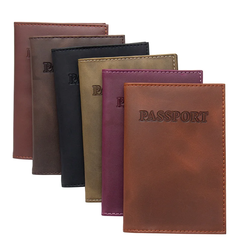 

ZONGSHU Crazy Horse Genuine Leather Brown Soft Vintage The Usa Passport Cover Embossing Card Holder For America