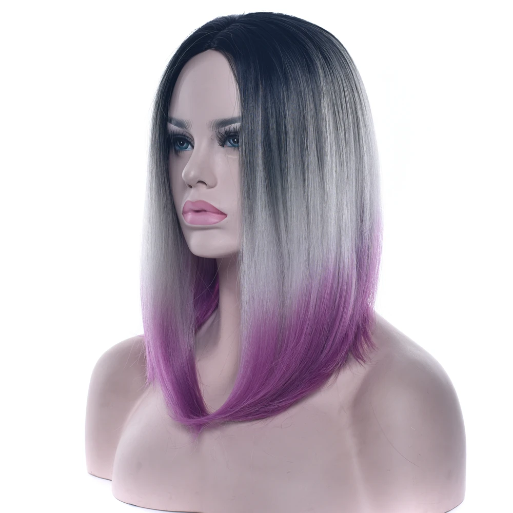 Soowee 12 цветов синтетические волосы черные до серого фиолетовые Омбре Короткие - Фото №1