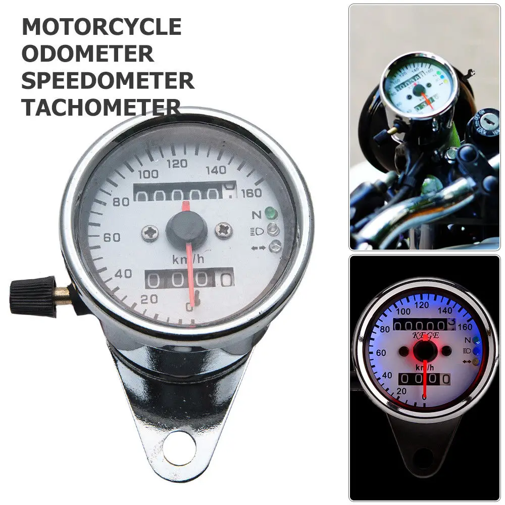 

Universal Motorcycle Dual Odometer Speedometer Speed Gauge LED Signal Back Light