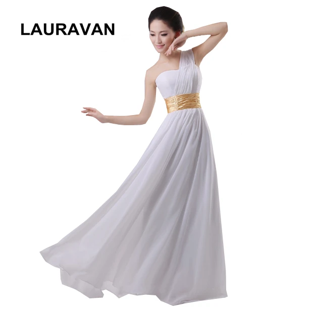 bridal ivory gold belt chiffon womans formal party bridesmaid gowns