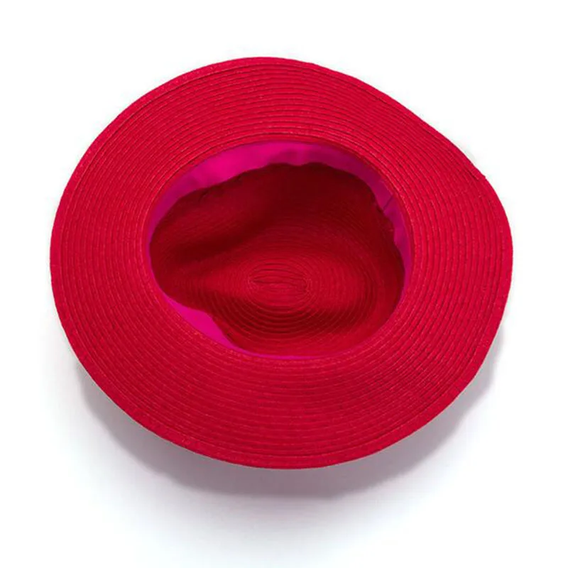 Женская летняя соломенная шляпа Sombreros классическая красная соломенный джазовая