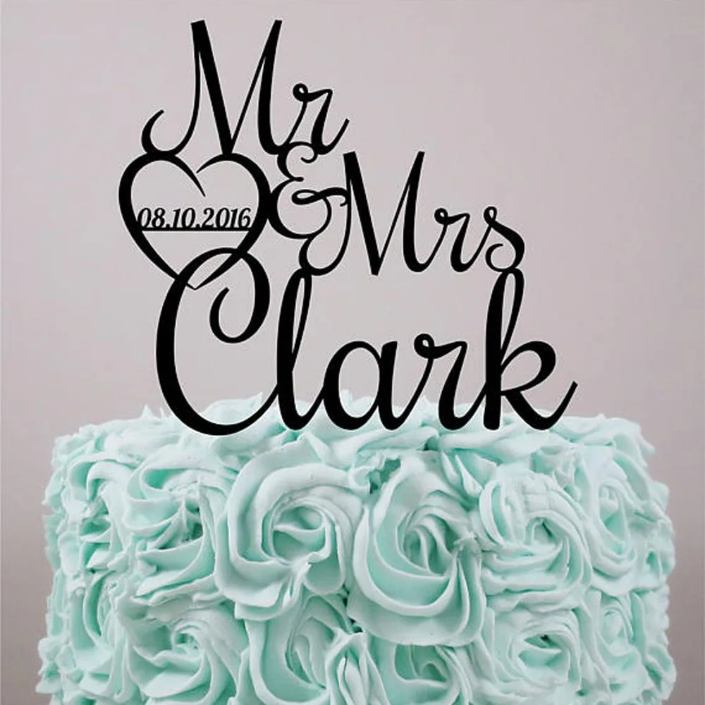 Personalized wedding Cake Topper, Custom Acrylic wedding Cake Topper, Customized wooden acrylic cake topper with love and date
