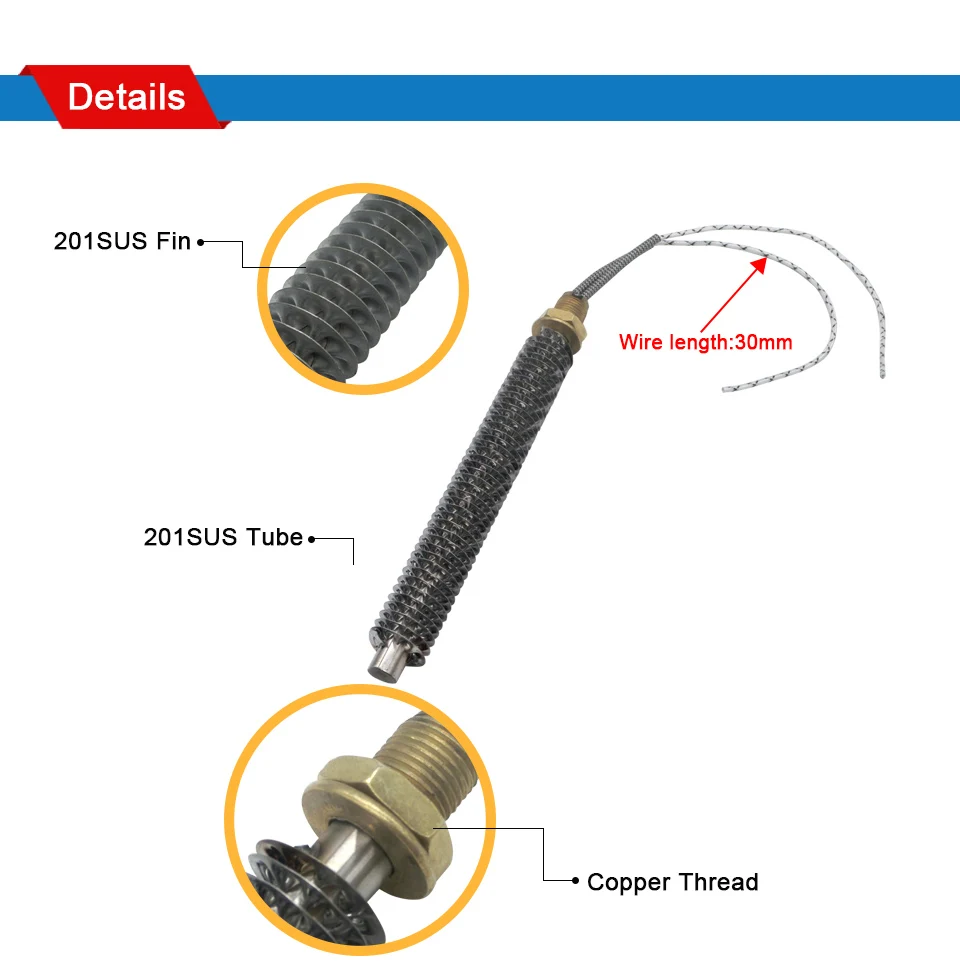aço inoxidável, diâmetro do elemento tubular, radiador