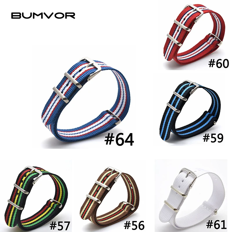 

Women Men Top Quality Waterproof Military nato fabric Woven Nylon Strap Band watchband Buckle belt 18mm