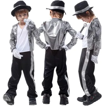 

Kids Michael Jackson Costume Halloween Masquerade Party Shuffle Dance Ghost Step Boys Fancy Dress Children Cosplay Clothes