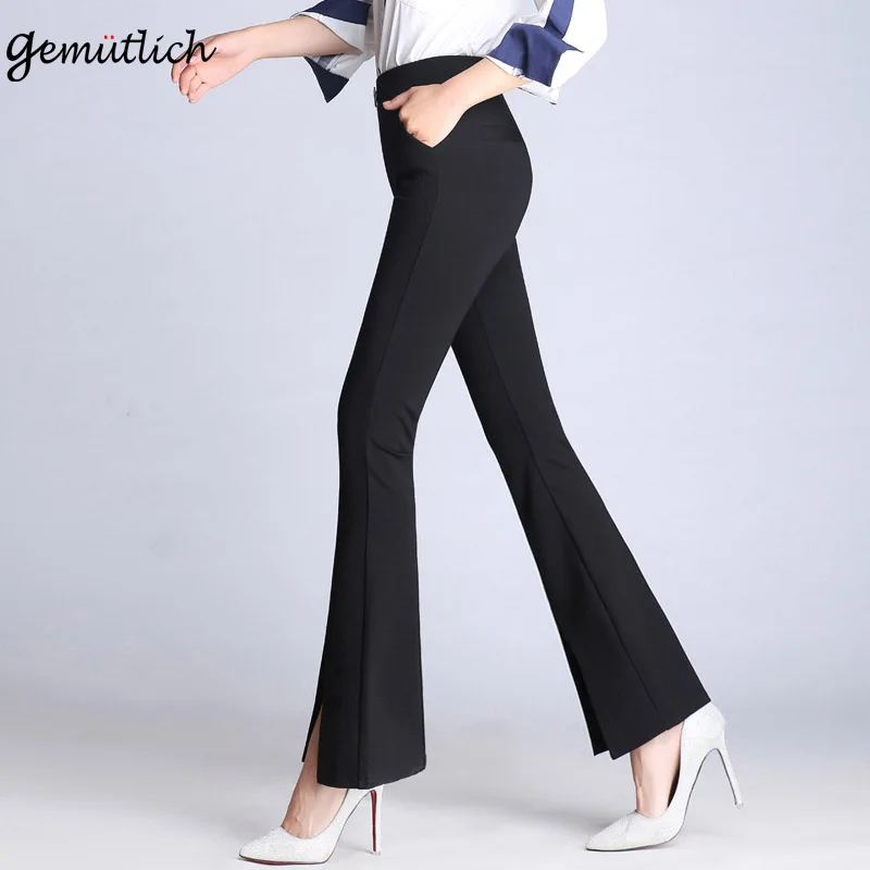 GEMUTLICH S 9XL Front Split Pants Elastic Waist Trousers Comfortable ...