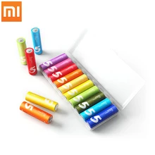 Xiaomi – Kit de piles jetables alcalines ZMI ZI5 AA arc en ciel, 10 pièces/lot, pour appareil photo, souris, clavier, contrôleur, jouets