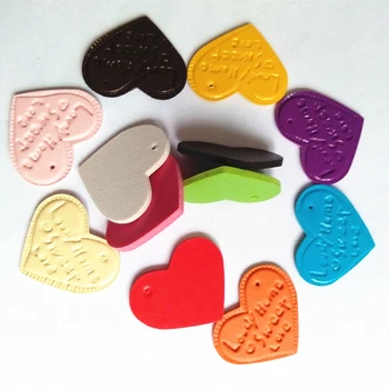 

100pc/lot Cute Leather Embossing Heart Accessories Love Heart with Hole For Clothing Keychains Earrings Charming Pendant 3.7*3cm