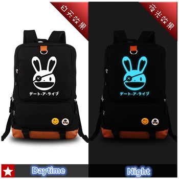

Fashion Laptop Backpacks Anime DATE A LIVE Yatogami Tohka Cosplay Luminous Printing for Teenage Girls School Bags for Teenagers