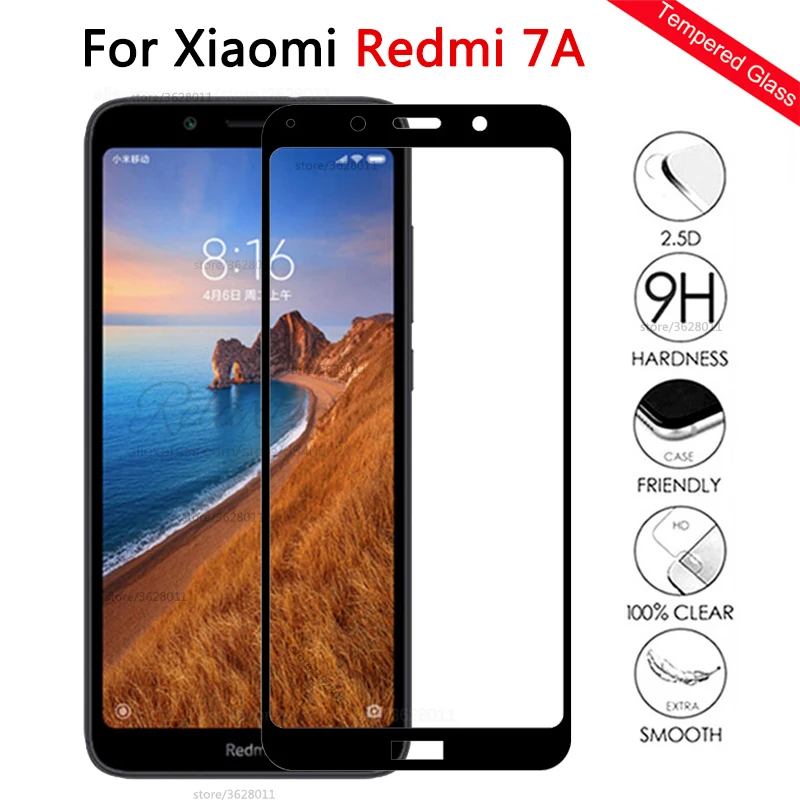 Полное покрытие из закаленного стекла для xiaomi redmi 7A Защитная пленка для экрана для Xiomi redmi 7a 7 a redmi 7a Защитная стеклянная сенсорная пленка 9h