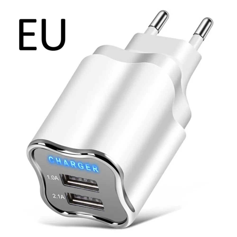 Быстрое хорошее зарядное устройство светодиодный 5 В/2,1 а EU/US 2 порта штекер USB зарядное устройство микро кабель для samsung huawei Xiaomi Vivo Android телефон зарядное устройство s - Тип штекера: EU  Not  Cable