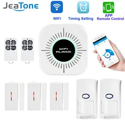 JeaTone беспроводная домашняя охранная Wi-Fi сигнализация Система безопасности приложение управление английский Android IOS PIR датчик двери окна