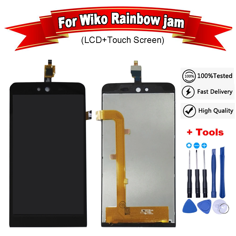 

HIgh Quality For Wiko Rainbow Jam 3G LCD Display + Digitizer touch Screen Assembly For Wiko Rainbow Jam 3G Lcd Screen