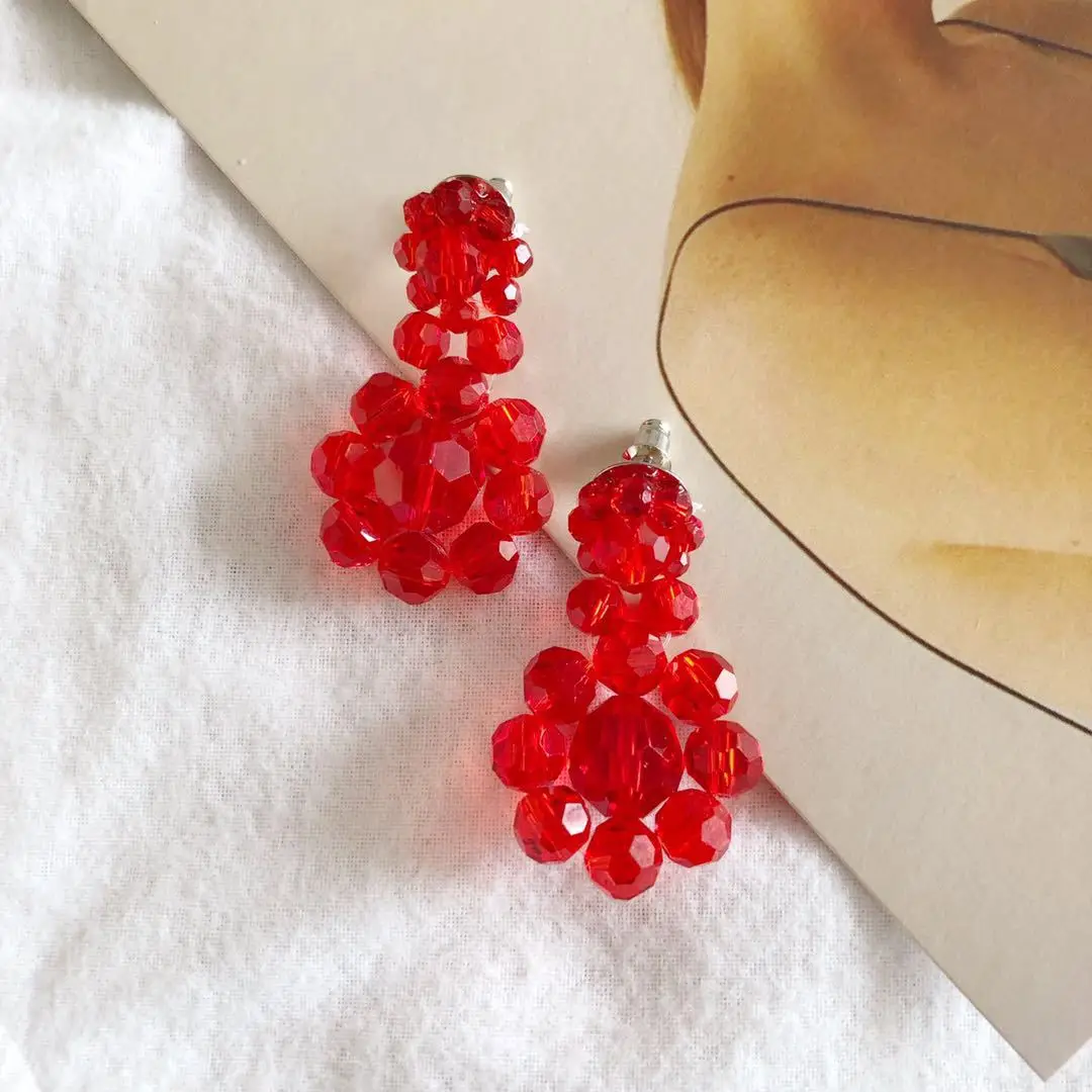 

19 Summer New Style Simple European American Fashion Trendy Crystal Weaving Stud Earrings